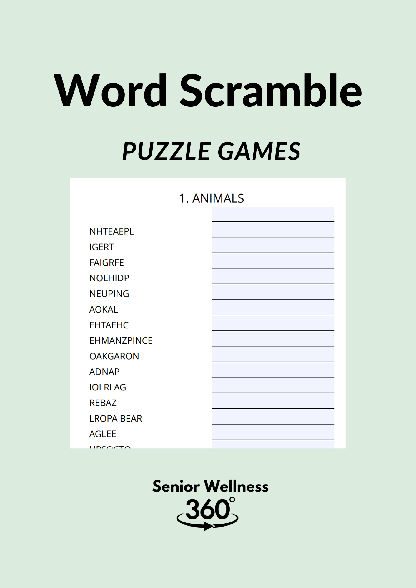 Word Scramble for Seniors